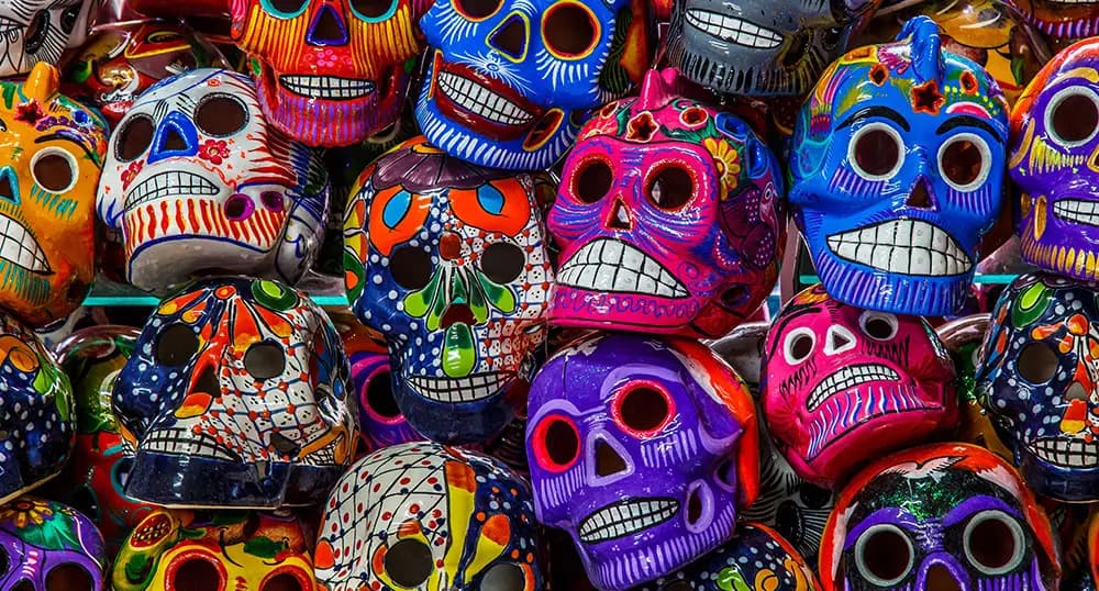 Colorful skulls for Dia de los Muertos