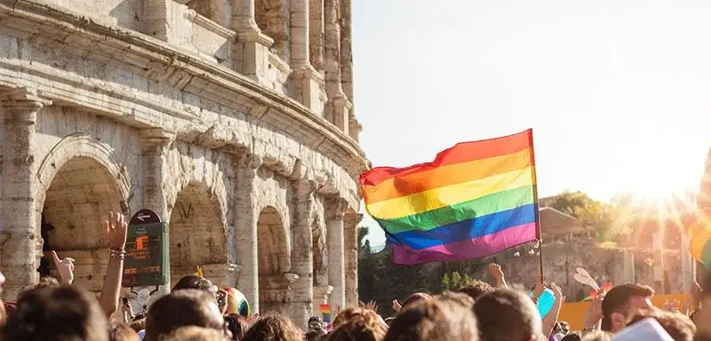 Pride flag in a parade